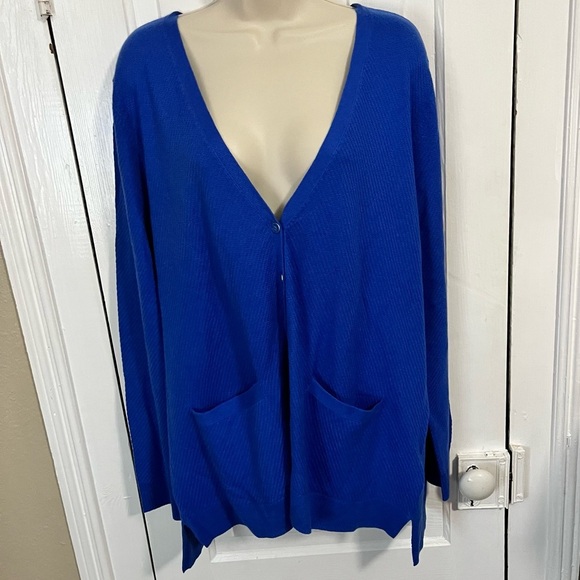 Talbots Cardigan Sweater Royal Blue Cashmere Blend Plus Size 2X P1 - Picture 1 of 7